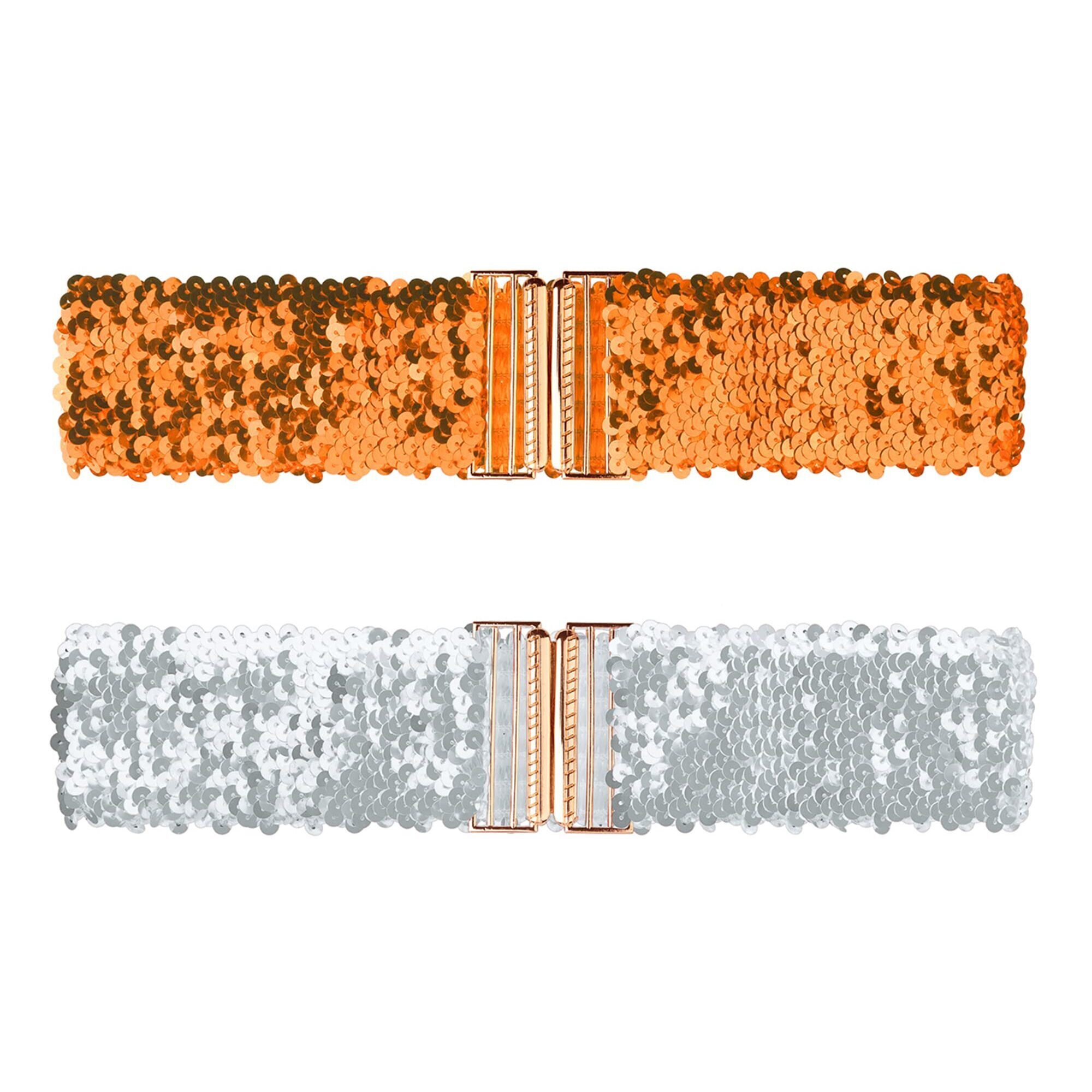 6832 Womens Wide Waist Belts Interlock Buckles Sequins Decor Shinny